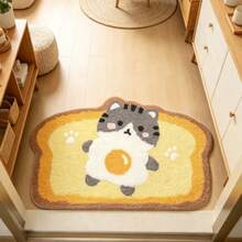 1pc Fried Egg Cat Shaped Doormat, Small Rug, Welcome Mat, Carpet, Floor Mat, Outdoor Doormat, Kitchen Rug, Home Decor, Front Door Mat, Bedroom Rug, Outdoor Mat, Home Decor, Area Rug, Garden Rug, Washable Rug - Multicolor - View 4