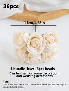 1pc Artificial Mini Rose Bud Letter DIY Wreath Material, Candy Box Accessory, Home Wedding Decoration, Bridal Wrist Flower Corsage Headpiece Material, Valentine's Day New Year Decoration, Birthday Party Cake Accessory - Champagne - View 5