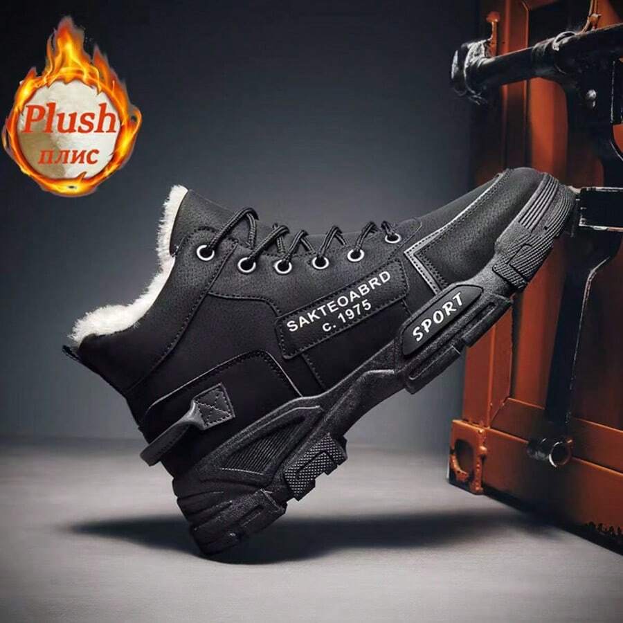 Men's Letter Pattern Casual Snow Boots For Daily Wear