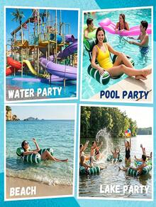 1pc/2pcs Adult Thickened Inflatable Pool Float Mat, Tropical Leaf Pattern Adult Inflatable Pool Lounge Chair, Suitable For Summer Parties, Beach, Lake And Other Water Activities, Enjoy Beach Leisure Time | Vibrant Colors | Comfortable Mesh Fabric, Adult Beach Chair - Multiple Styles - View 7