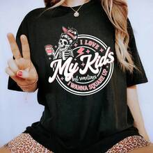 Me amo a mí misma, pero a veces quiero enfrentarme a mi madre, camiseta con estampado gráfico divertido de mamá, estilo casual, regalo para mamá, camisetas de tela de algodón para mujer, top - Negro - Ver 2