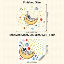 1Pc Glow In The Dark Wall Stickers, Space Galaxy Star Moon Astronaut Rocket Ceiling Decals, Luminous Bedroom Living Room Decor, Easy To Apply & Remove For Home Interior Design - Multicolor - View 11