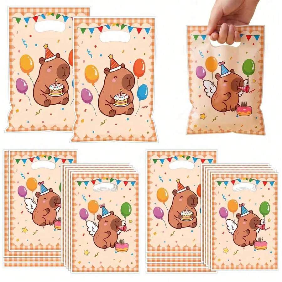 10/20/50pcs Capybara Party Favor Bags, Cute Capybara Pattern With Handles, Suitable For Capybara Theme Birthday Party, Baby Shower Party Decorations - Multicolor - View 1