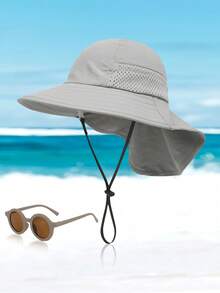 1 Set Baby Sun Protection Hat With Fashion Glasses, Breathable Quick-Dry Beach Daily Sun Hat - Bucket Hat + Glasses - View 12