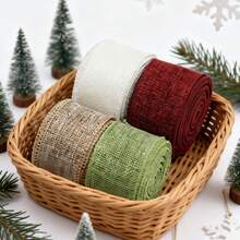 (5m/Roll) Colorful Jute Iron Wire Edged Shaping Ribbon DIY Gift Wrapping Bow Wedding Decoration Band Handmade Materials And Accessories Valentine's Day - Multicolor - View 11