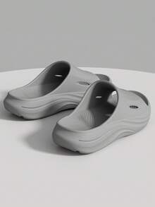 Men's 2026 Comfortable Thick Sole 4cm Outdoor EVA Summer Black Grey Khaki Slides - Grey - View 3