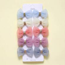 10pcs Multicolor Hair Clips, Organza Candy Color Cinched Waist Bow Design, Skin-Friendly Non-Snagging Fabric Covered Clips, Suitable For All Seasons, Daily Home Casual, Holiday Party Celebration Gift, Fashionable Mom And Baby Essential, Cute Baby Photo Prop - Multicolor - View 8