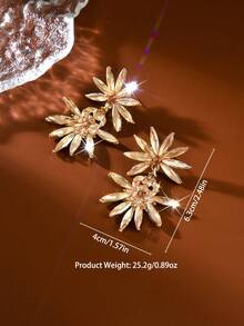1 par de pendientes de cristal brillante geométricos de moda para damas novias, adecuados para joyas de uso diario, vestidos de noche de alta gama, bodas. - Plata 588-1 - Ver 11