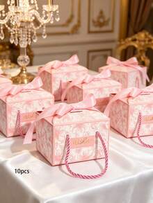 10pcs/Pack Party Gift Decoration Hand-Held Paper Boxes, Candy Cookie Baking Boxes, Birthday Theme Party, Suitable For Various Holidays - View 8