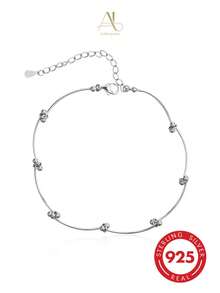 1 pezzo Cavigliera sottile regolabile in argento sterling S925 stile minimalista freddo con perline, decorazione con filo avvolto a doppia perla multi-gruppo, adatta per il pendolarismo in ufficio delle donne, uso quotidiano, appuntamenti, regalo per la migliore amica, regalo di compleanno, design delicato con perline, semplice e senza tempo, versatile per tutte le età, si abbina al pendolarismo quotidiano e agli incontri casuali, ottimo rapporto qualità-prezzo, ideale per il compleanno della migliore amica e piccoli regali per le vacanze - Argento - Visualizzare 7