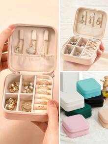 1pc Large Capacity Travel Jewelry Box, High-Quality PU Leather Jewelry Box, Multi-Functional Double Layer Jewelry Storage Box, Travel Storage Accessories, Suitable For Storing Rings, Necklaces, Pendants, Earrings, Holiday Gift, Women's Gift. - Multicolor - View 8