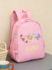 1pc Personalized Back To School Backpack, Casual Cute Butterfly Heart Print, Zipper Closure Nylon Material, Adjustable Shoulder Straps, Hand-Carryable, Suitable For School, Commuting, Shopping, Daily Use. Birthday Gift. - Multicolor - View 7