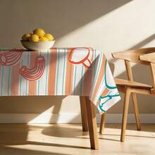 1 pieza Mantel con estampado de rayas de comida italiana dibujado a mano de colores, estilo mediterráneo occidental con frutas, verduras y vino, 140*220cm/140*180cm/140*140m/90*140m, material de poliéster estampado, decoración de mesa, decoración del hogar, decoración de cocina, mantel rectangular, mantel cuadrado, decoración del hogar adecuada para picnic, camping, fiesta, buffet de restaurante, decoración del hogar, decoración de sobremesa, bricolaje del hogar - Multicolor - Ver 7