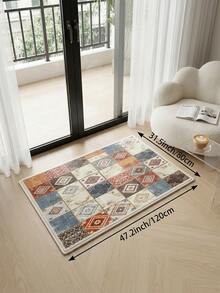 1 pieza Alfombra de sala de estar con patchwork multicolor, adecuada para cocina, comedor, dormitorio, decoración de habitación festiva, interior/exterior, oficina, vestíbulo, felpudo antideslizante, alfombra de baño, pasillo, área de estudio y juegos - Multicolor - Ver 14