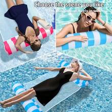 1pc Foldable Inflatable Water Hammock Lounge Chair, Suitable For Adults, Pool, Beach And Water Activities, Multifunctional PVC Pool Float, Lounge Chair And Floating Function, Perfect For Travel And Home Pool, PVC Inflatable Beach Chair, Foldable Striped Inflatable Pool Float, Suitable For Pets, Portable Adult Inflatable Bed, Adult Pool Float And Lounge Chair, Multifunctional, Durable And Fun. - Four Tubes - View 11