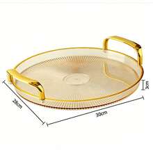 Nordic Decorative Multipurpose Serving Tray With Handle And Gold Detail Table Decoration - Transparent - View 9
