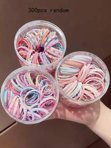 300pcs Girls Multi-Color Non-Damaging Hair Ties Hair Accessories Headwear Top Clips Back Clips Side Clips Alligator Hair Clips For Daily Use - Multicolor - View 9