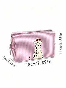 Pink Striped Tote Bag And Cosmetic Bag, Cute Dalmatian Print Reusable Shopping Bag, Travel Toiletry Bag, Red And White, Hand Washable, Summer Vibe - Multicolor - View 12