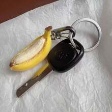 1pc "Stop Being Anxious And Try Lying Flat!" Creative Handmade Banana Boat Healing Pendant Keychain Student Backpack Charm - Yellow - View 2