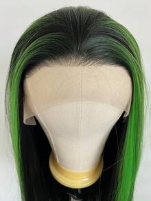 websterwigs Wig Lace Front Rambut Lurus Gradien Hijau Serat Sintetis Tahan Panas Transparan HD 13x4 untuk Wanita - MultiWarna - View 4