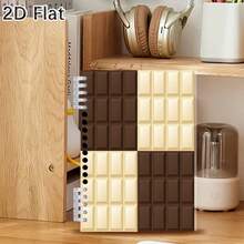 1 pieza Cuaderno de hojas sueltas con patrón de chocolate A5 de 5 anillos, adecuado para estudio diario, oficina y toma de notas - Rectángulo - Ver 7