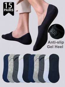 1/5/10 Pairs (Random Delivery) Men's Plus Size Non-Slip Invisible Loafer Socks, Suitable For Daily Life Or Sports - Multicolor - View 17