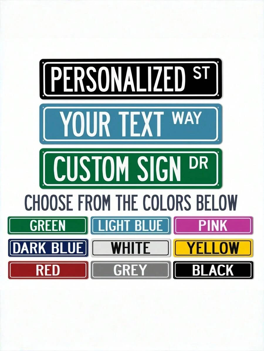 1pc Customized Text Sign, Vintage Country Metal Street Sign For Kids Room, Personalized Name Sign, Unique Gift For Him, Perfect For Birthday, Holiday And Special Occasions - Multicolor - View 1