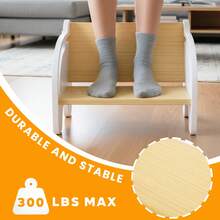 Wooden 2-In-1 Convertible Step Stool For Kids, 100kg Capacity Toddler Step Chair, Non-Slip Design, Suitable For Bathroom, Toilet Training & Seating - White-elephant - View 6