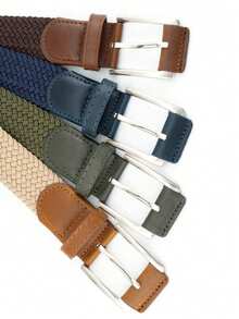 1pc Men's Stretch Woven Belt With No Holes, Multiple Colors Available, Suitable For Summer Daily, Campus Casual, Business And Outdoor Sports; Also A Gift For Boyfriend Or Father; Combines Fashion, Sports And Street Style, Suitable For Men Of All Ages; Used For Vacation, Travel And Vintage/Bohemian Style Outfits - Blue - View 2