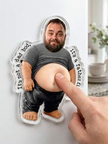 1pc Custom Dad Squishy Belly Photo Fridge Magnet, Personalized Face Father's Day Gift, Gag Refrigerator Magnet,Kitchen Decor,Husband Birthday Keepsakes,Beer Pizza Belly,Anti-Collision Fridge Magnet,It's Not A Dad Bod, It's A Father Figure - Multicolor - View 5