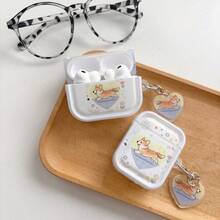 Funda para auriculares con estampado de cachorro Corgi corriendo, carcasa blanda de TPU blanca, funda para auriculares adecuada para AirPods 1/2/3/4/Pro, bolsa para auriculares - Blanco - Ver 4