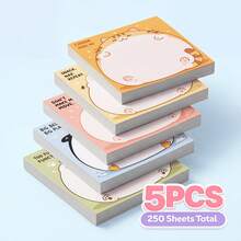 4入/包可愛便利貼，共250頁，可愛寵物動物備忘錄貼紙，貓狗兔子企鵝自黏提醒貼，空白筆記本適用於學校辦公室居家桌面用品 - 均碼 - 查看 5