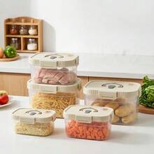 Multi-Functional Transparent Plastic Compartment Food Storage Box, Refrigerator Multi Grids Sealed Fresh-Keeping Box With Cover, Large Capacity Reusable Vegetables FruitsIngredient Container, Microwave Heatable, Kitchen Food Storage And Organization - Multicolor - View 2