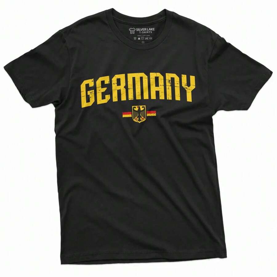 2026 1Pc Sommer Outfit Damen Germany Flag Logo T-Shirt Coat Of Arms German Patriotic Mens Womens Tee Shirt Football Supporter Country Nation T Sommer - 1 - Übersicht 1