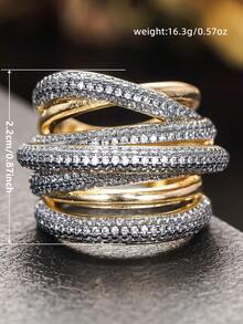 1 Stück Ring für Frauen mit eingearbeiteten kubischen Zirkonias, geeignet als Geschenk für Hochzeiten, Valentinstag und andere Anlässe - 1# - Übersicht 6