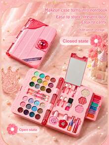 Set di giocattoli per trucco finto rosa non macchiante, giocattolo per gioco di ruolo, borsa per trucco portatile, regalo per ragazze - Multicolore - Visualizzare 7