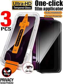 3pcs Anti-Peeping Tempered Glass Screen Protector With One-Click Dust Removal Box, Explosion-Proof Scratch-Resistant Anti-Peeping Phone Screen Protector, Compatible With Samsung Galaxy S25 S24 Ultra FE A57 A56 A55/Compatible With Xiaomi 15T 14T Poco Note 13 14 4g 5g Pro 14C, Bubble-Free Auto-Adsorption, Easy Installation, Privacy Protection Film, Does Not Support Fingerprint Recognition [International Version] - Black - View 69