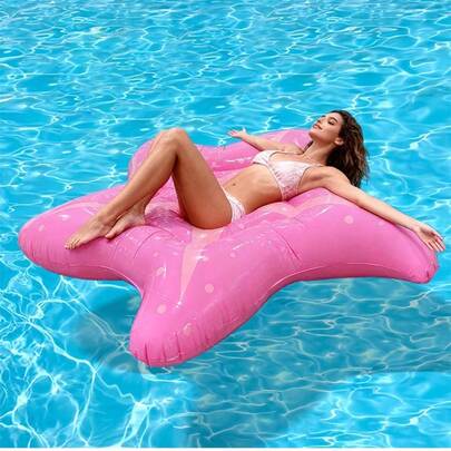 Vibrant Starfish Inflatable Pool Float, Thickened Floating Lounge Chair Pad, Giant Starfish Raft, Heavy-Duty Swimming Bed, Essential For Summer Pool Parties, Beaches, Lakes, And Vacations, Large Floating Mattress, Water Entertainment Sports Accessory