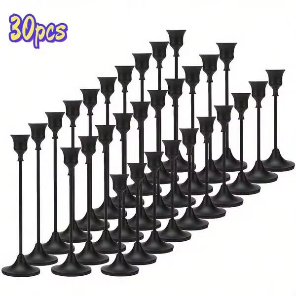 Ece Set/12-Piece Set Metal Candlesticks, Suitable For Centerpieces, Dinner Photo Props, Wedding Anniversary Birthday Atmosphere Arrangement, Dining Table Living Room Home Decoration, Halloween Christmas New Year Decoration (Candles Not Included) CXVT