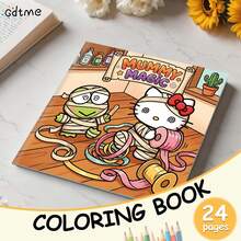 SANRIO GDTME (升級豪華版，厚紙，20*20CM) 木乃伊魔法著色本，適合兒童與成人，藝術與學校用品，24頁，理想的聖誕節、萬聖節、生日和返校禮物，附贈5張隨機貼紙 - 填色書 - 查看 3
