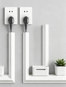 3.8cm*1/3/5m 5.5cm*1/3/5m 自黏式牆面電纜蓋附收納盒，可切割柔性電纜套管，白色可上漆電纜管理套件，適用於電視牆、居家辦公室、廚房、臥室，隱藏電線打造簡潔牆面裝飾，電纜整理器電纜保護套 - A - 查看 3