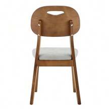 Set Of 2 Dining Chairs With Oval Backrests, Modern Wooden Chairs With Carrying Handles, Upholstered Kitchen Chairs For Dining Room/Living Room, Chairs Only, Table Not Included - 灰色 - 查看 7
