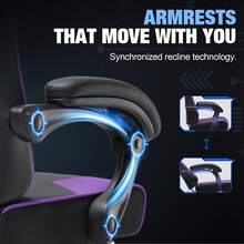 Gaming Chair For Adults Computer Chairs With Footrest Headrest And Lumbar Support Ergonomic Height Adjustable Reclining PC Chair - Purple - View 6
