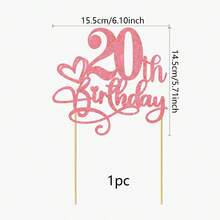 1pc Gold Glitter Birthday Cake Topper For Milestone Anniversary Party Decorations, Sparkly Cake Picks For 20th 21th 30th 40th 50th 60th 70th 80th Birthday Celebration - Classic Heart Birthday - View 16