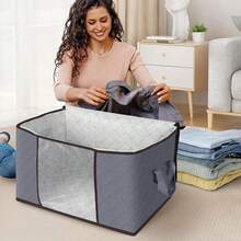 105L Large Storage Bag, Under Bed Storage Container, Closet Organizer Box, Foldable Under Bed Storage Bag For Linen, Sheets, Blankets, Clothes, Quilts, Sweaters, Pillows, Wrapping Paper, Grey, 6pcs Clothes Storage Box Foldable Closet Organizer With Reinforced Handles, Can Hold Clothes, Blankets, Quilts, Sheets, Pillows And Toys With Lid, Foldable Blanket Storage Bag With Zipper, Transparent Window And Reinforced Handles, Closet And Organizing Clothes, Sweaters, Quilts, Bedding - View 8