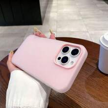 Dual-Color Contrast Camera Frame Matte Phone Case, Jelly 2-In-1, Semi-Frosted Anti-Fingerprint Shockproof Solid Color Protective Cover, Lightweight Soft Edge Shockproof Phone Case, Compatible With IPhone 17 16 15 14 13 Pro Max 12 Pro Max 11, Various Holiday Gifts - Pink - View 5