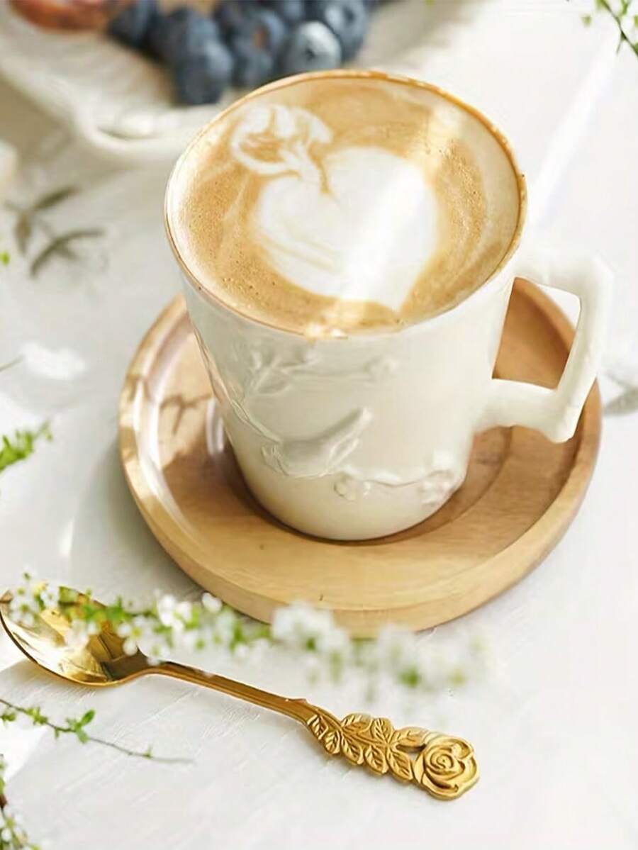 1pc/5pcs/8pcs Stainless Steel Mirror Coffee Spoon Elegant Rose Design Teaspoon Dishwasher Suitable For Home / Cafe / Restaurant Wedding Favor Choice 12.8cm/5.0in - Gold and Silver - View 1
