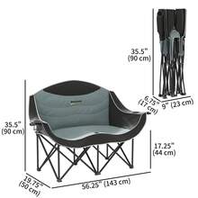 Outsunny Double Camping Chair, Portable Camp Chair With Cup Holder, Wine Glass Holder And Carry Bag, Padded Folding Loveseat For Hiking, Picnic, Beach, Support 551 Lbs, Black - Black - View 7