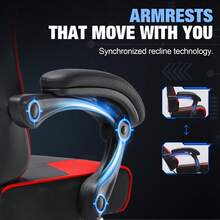 Gaming Chair For Adults Computer Chairs With Footrest Headrest And Lumbar Support Ergonomic Height Adjustable Reclining PC Chair - Red - View 6