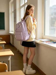 Set Ransel Sekolah 3 Bagian - Ransel Kapasitas Besar Warna Solid + Tas Bekal + Tempat Pensil, Paket Lengkap dengan Kompartemen Laptop, Ransel Nilon Tahan Lama, dengan Tali Bahu yang Dapat Diatur dan Banyak Kantong Luas - Tas Ritsleting Ringan dan Portabel, Cocok untuk Pelajar/Remaja/Lulusan, Sempurna untuk Aktivitas Luar Ruangan/Perjalanan/Sekolah Menengah Pertama/Sekolah Menengah Atas/Perguruan Tinggi, Ransel Penting untuk Kuliah - MultiWarna - View 9